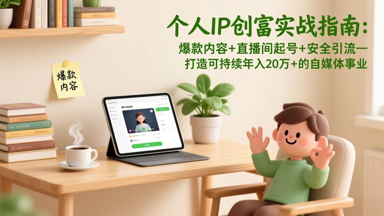 个人IP创富实战指南：爆款内容+直播间起号+安全引流，打造可持续年入20万+的自媒体事业-乐码云集