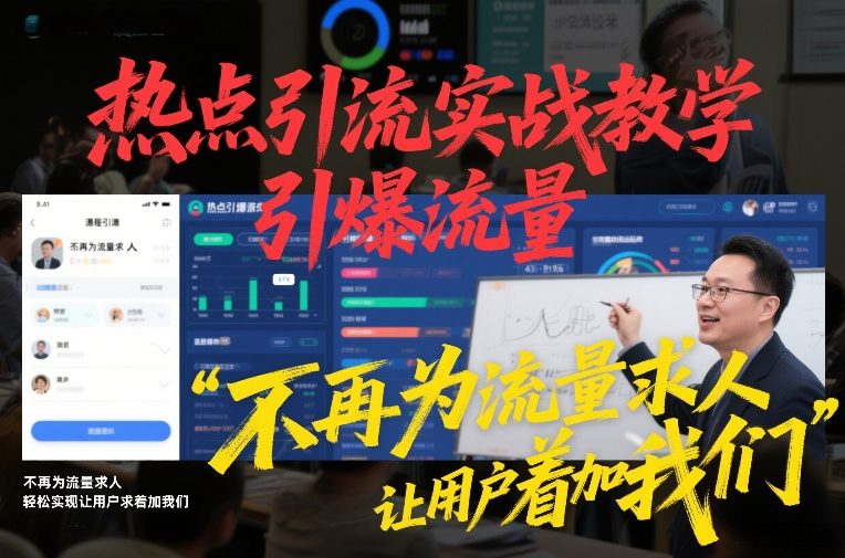 热点引流实战教学，引爆流量，不再为流量求人，轻松实现让用户求着加我们-乐码云集