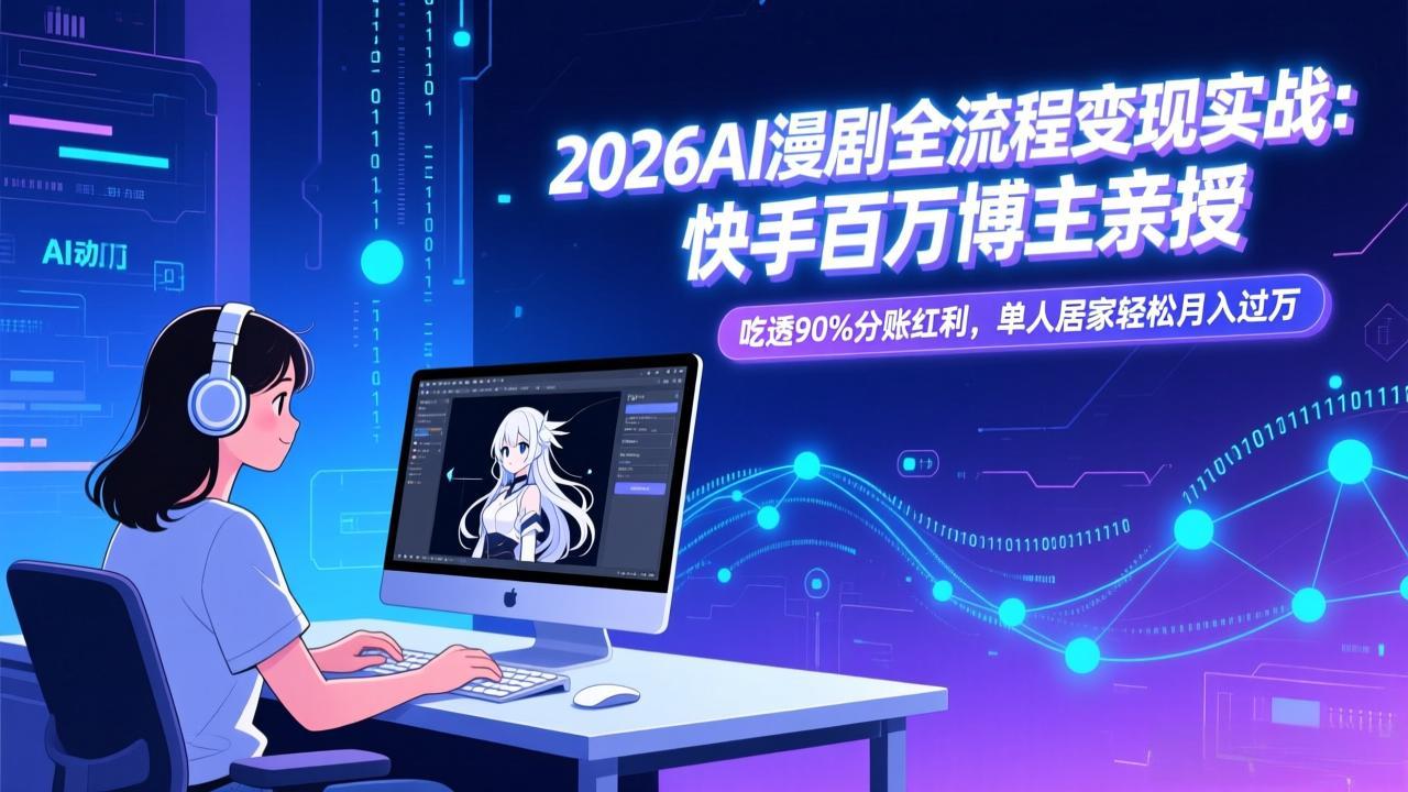 2026AI漫剧全流程变现实战：快手百万博主亲授，吃透90%分账红利，单人居家轻松月入过万-乐码云集