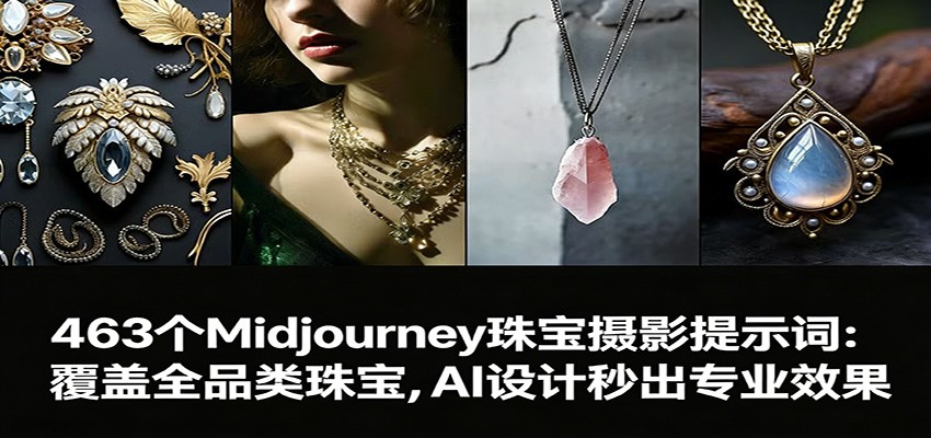 463个Midjourney珠宝摄影提示词:覆盖全品类珠宝,AI设计秒出专业效果-乐码云集