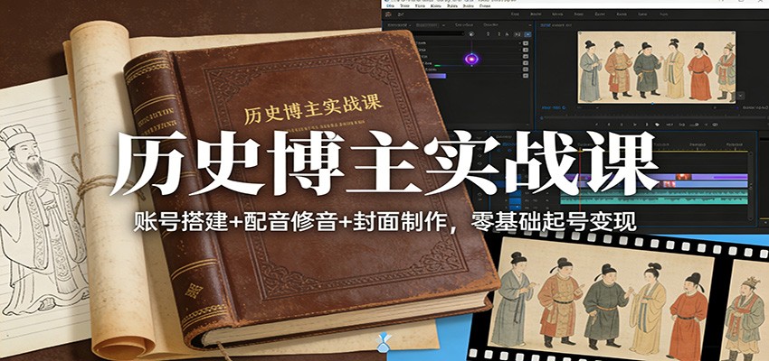历史博主实战课：账号搭建+配音修音+封面制作，零基础起号变现-乐码云集