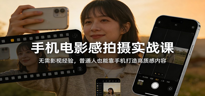 手机电影感拍摄实战课:无需影视经验,普通人也能靠手机打造高质感内容-乐码云集