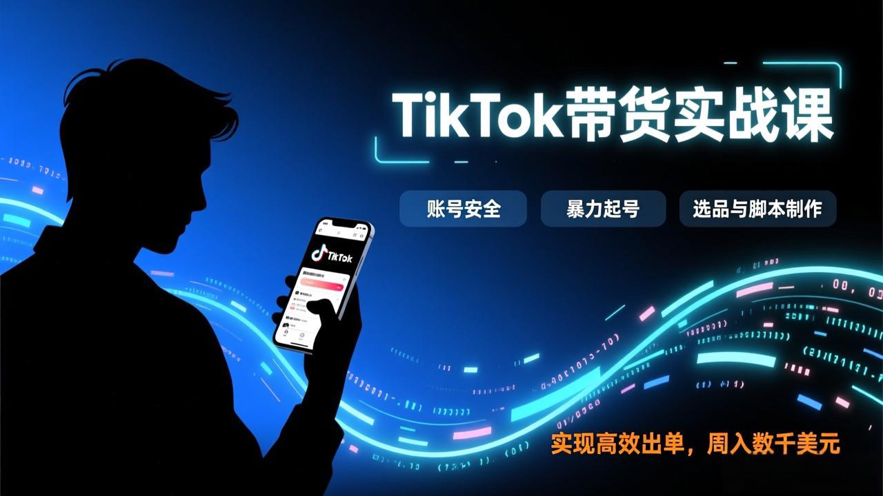 TikTok带货实战课，涵盖账号安全、暴力起号、选品与脚本制作，实现高效出单，周入数千美元-乐码云集