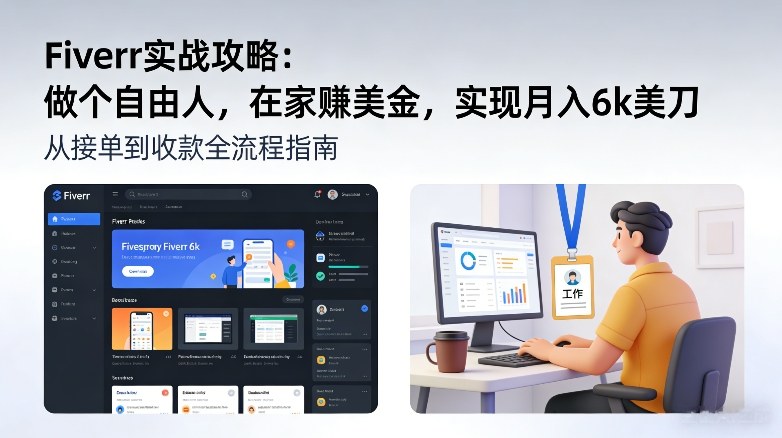 Fiverr实战攻略，做个自由人，在家賺美金，实现月入6k美刀-乐码云集