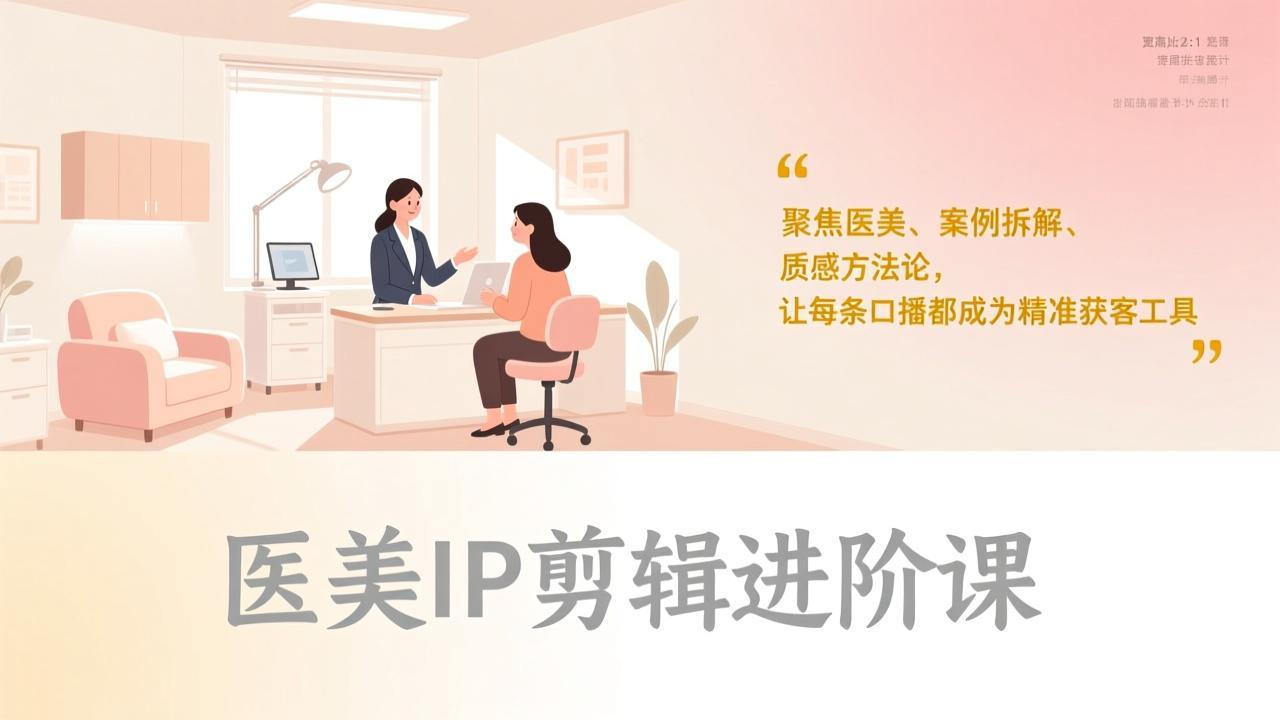 医美IP剪辑进阶课，聚焦医美、案例拆解、质感方法论，让每条口播都成为精准获客工具-乐码云集