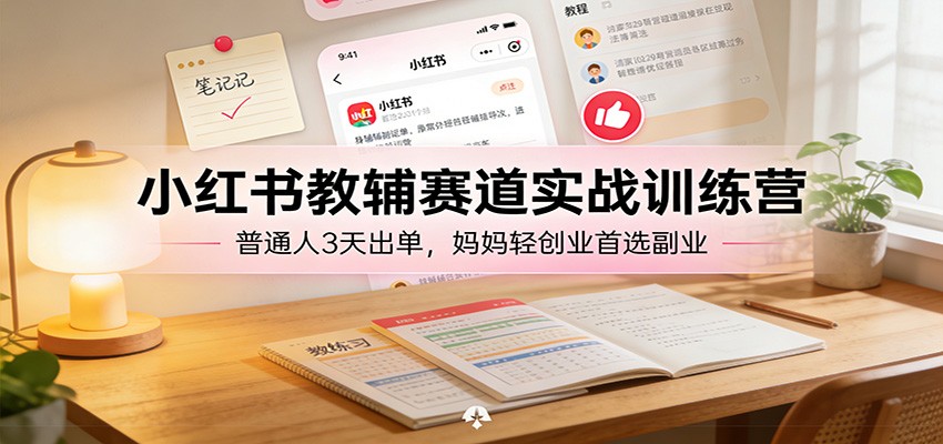 小红书教辅赛道实战训练营：普通人3天出单，妈妈轻创业首选副业-乐码云集