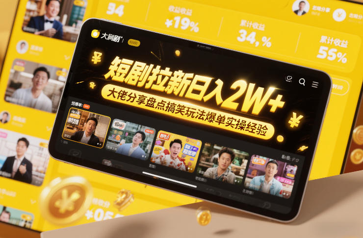 短剧拉新日入2W+大佬分享盘点搞笑玩法爆单实操经验-乐码云集