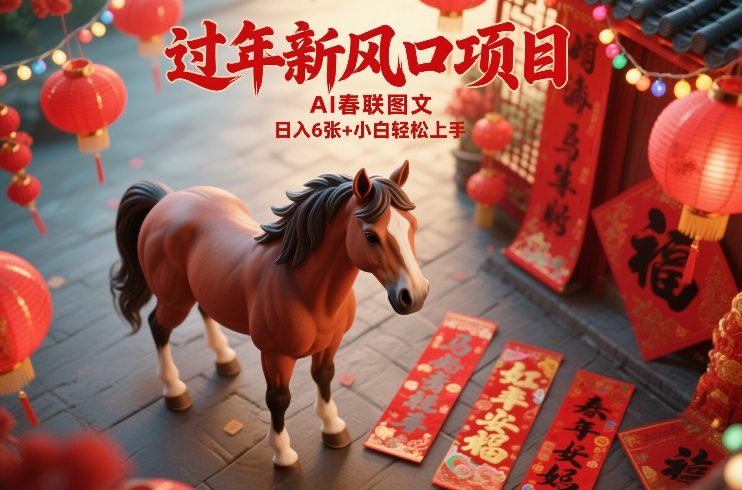 过年新风口项目，用ai春联图文，日入6张+小白轻松上手【揭秘】-乐码云集