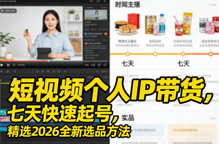 短视频个人IP带货，七天快速起号，精选2026全新选品方法-乐码云集