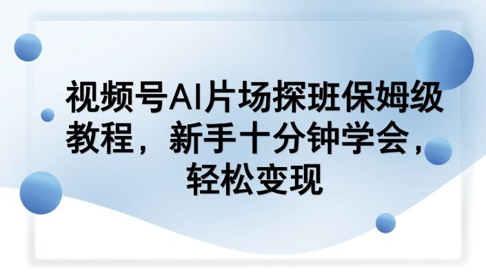 视频号AI片场探班保姆级教程，新手十分钟学会，轻松变现-乐码云集