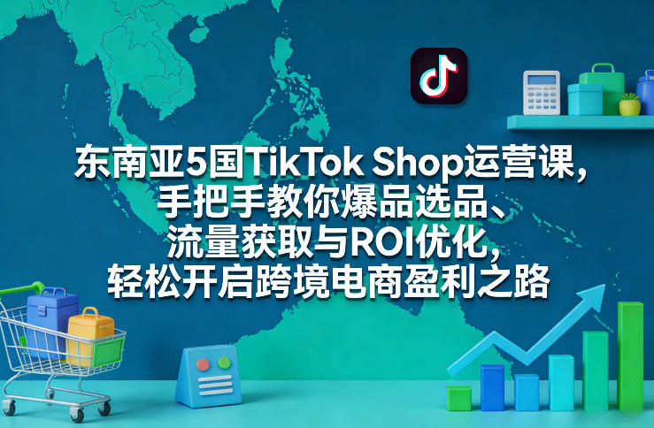 东南亚5国TikTok Shop运营课，手把手教你爆品选品、流量获取与ROI优化，轻松开启跨境电商盈利之路-乐码云集