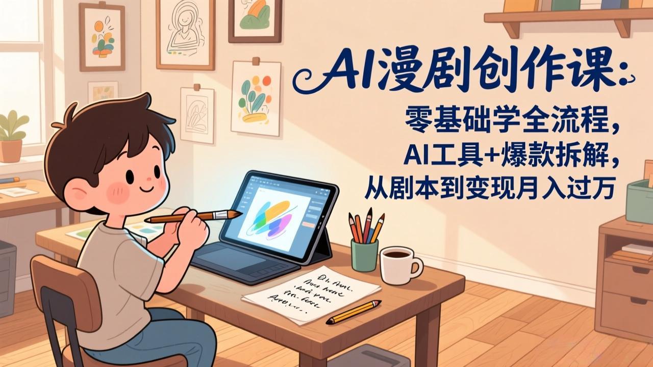 AI漫剧创作课：零基础学全流程，AI工具+爆款拆解，从剧本到变现月入过万-乐码云集