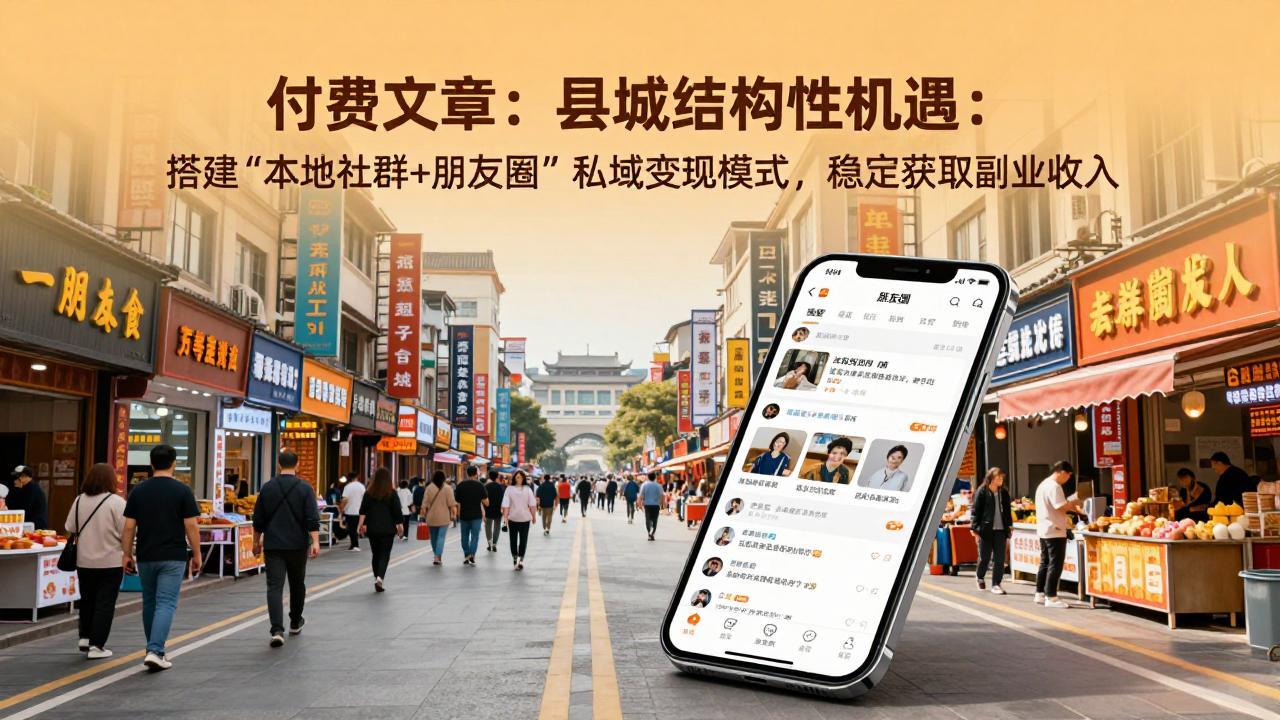 付费文章：县城结构性机遇：搭建“本地社群+朋友圈”私域变现模式，稳定获取副业收入-乐码云集