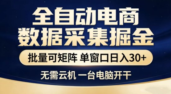 独家电商数据全自动采集项目，批量可矩阵，单窗口轻松日入3张+【揭秘】-乐码云集
