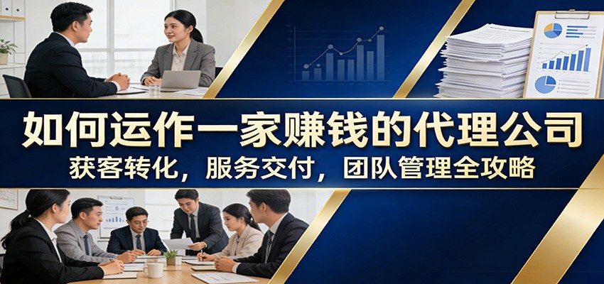 如何运作一家赚钱的代理公司：获客转化，服务交付，团队管理全攻略-乐码云集