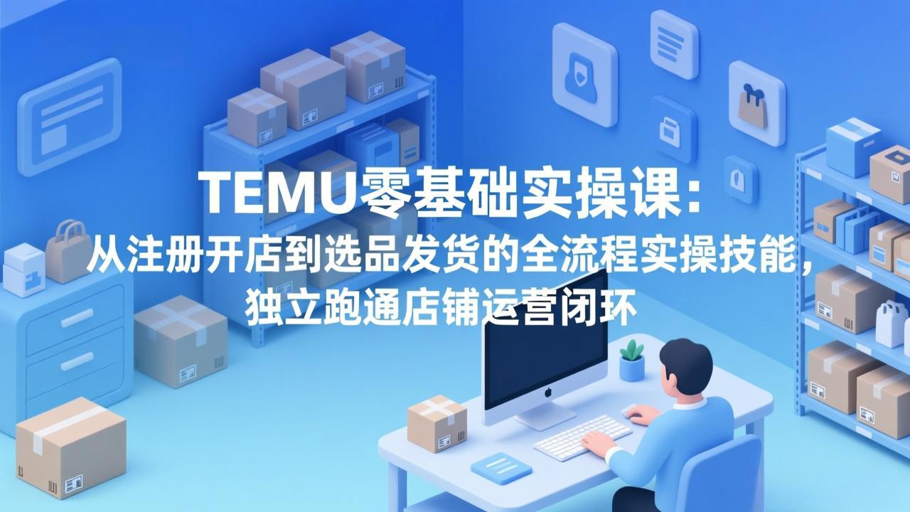 TEMU零基础实操课：从注册开店到选品发货的全流程实操技能，独立跑通店铺运营闭环-乐码云集