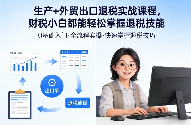生产+外贸出口退税实战课程，财税小白都能轻松掌握退税技能-乐码云集