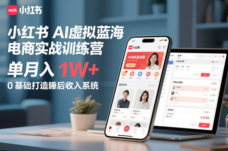 小红书AI虚拟蓝海电商实战训练营，单月入1W+，0基础打造睡后收入系统(更新)-乐码云集