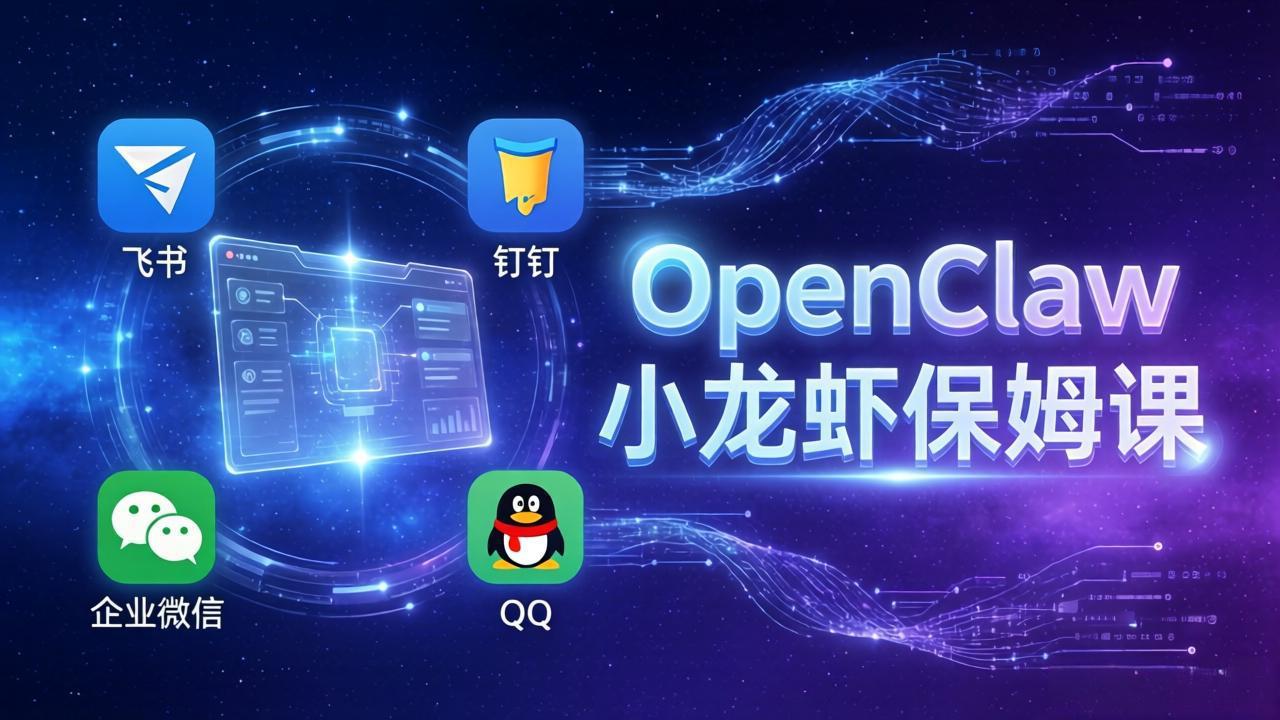 OpenClaw小龙虾保姆课： Windows/macOS/Linux/Docker全系统安装，飞书+钉钉+企业微信+QQ 全接入-乐码云集