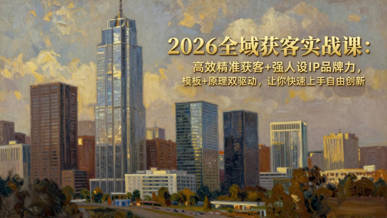 2026全域获客实战课：高效精准获客+强人设IP品牌力，模板+原理双驱动，让你快速上手自由创新-乐码云集