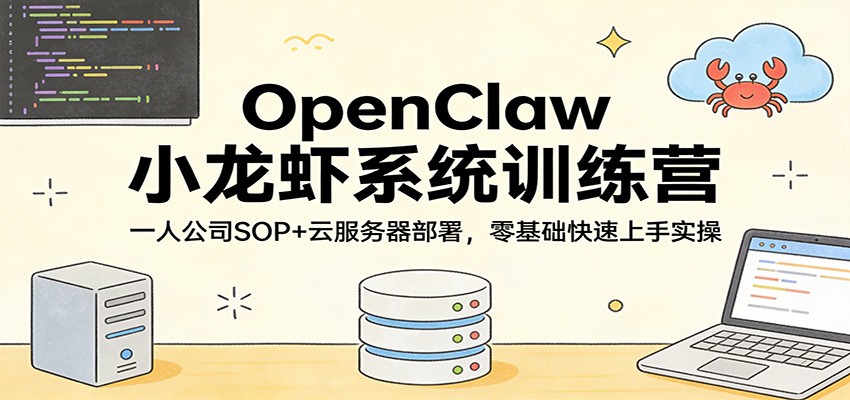 OpenClaw小龙虾系统训练营：一人公司SOP，云服务器部署，零基础快速上手实操-乐码云集