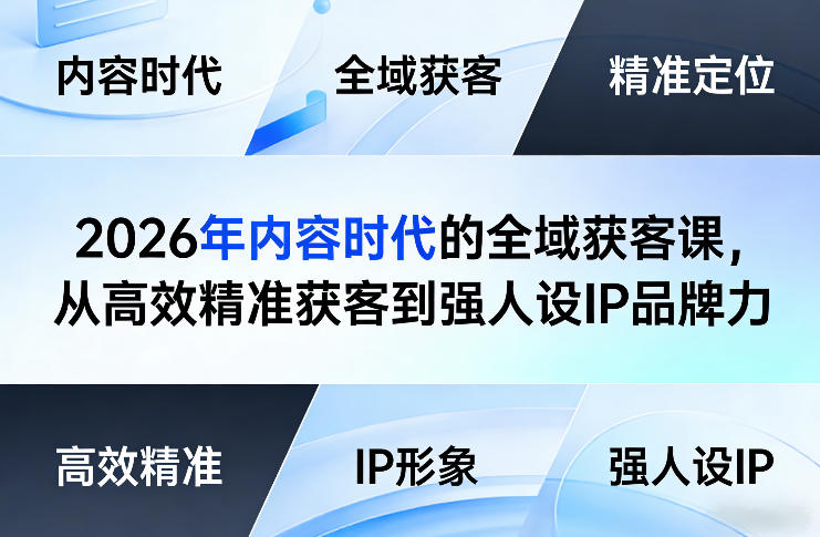 2026年内容时代的全域获客课，从高效精准获客到强人设IP品牌力-乐码云集