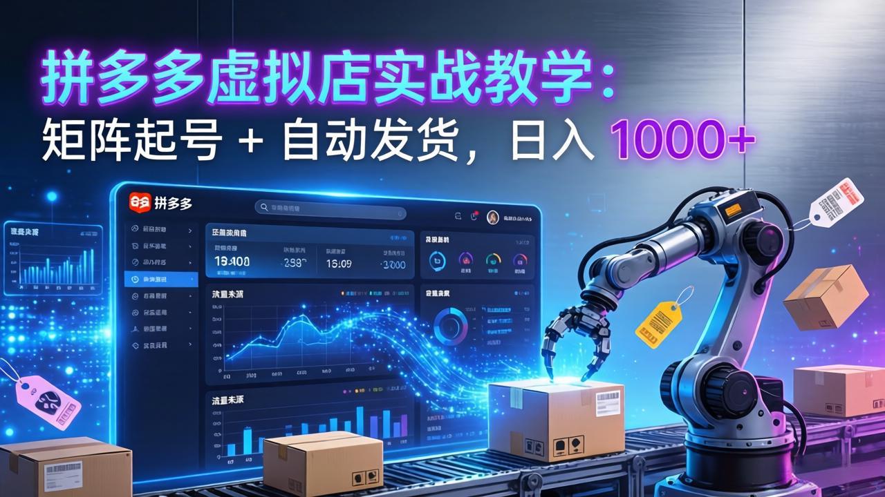 拼多多虚拟店实战教学：矩阵起号 + 自动发货，日入 1000+-乐码云集