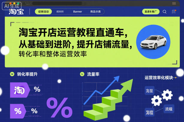 淘宝开店运营教程直通车，从基础到进阶，提升店铺流量，转化率和整体运营效率(更新26年3月)-乐码云集