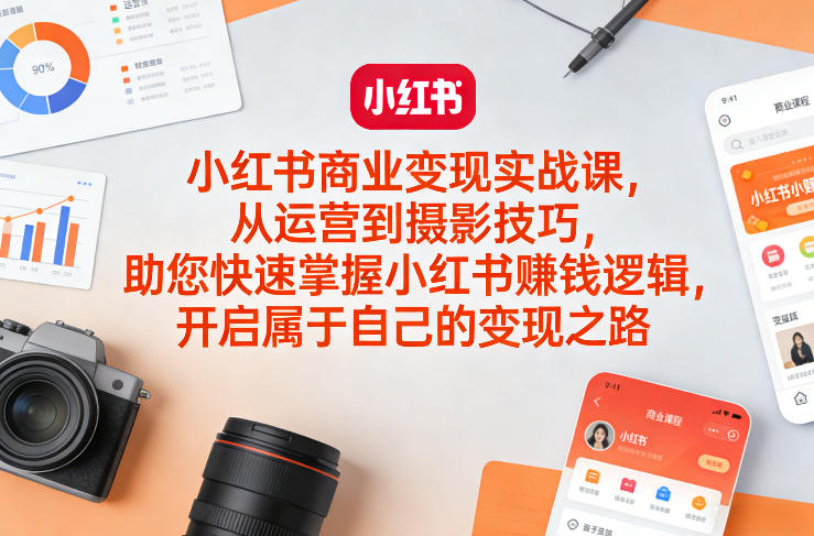 小红书商业变现实战课，从运营到摄影技巧，助您快速掌握小红书賺钱逻辑，开启属于自己的变现之路-乐码云集