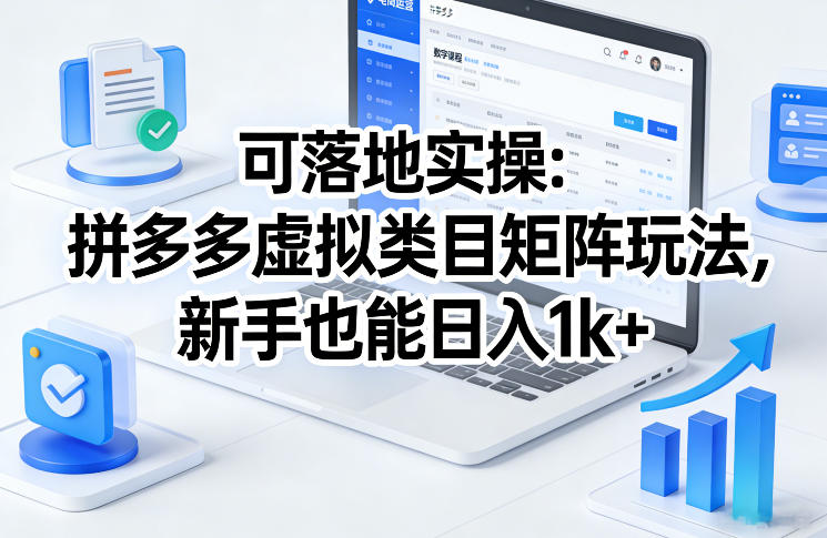 可落地实操：拼多多虚拟类目矩阵玩法，新手也能日入1k+【揭秘】-乐码云集