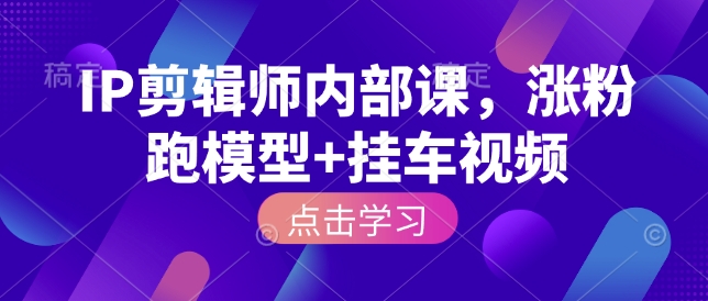 IP剪辑师内部课，涨粉跑模型+挂车视频(更新)-乐码云集