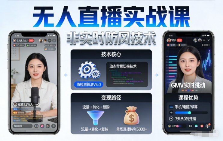 宝子哥无人直播实战课，非实时防风技术，聚焦抖音快手等平台直播带货，轻松开启直播变现之路(更新2026年3月)-乐码云集