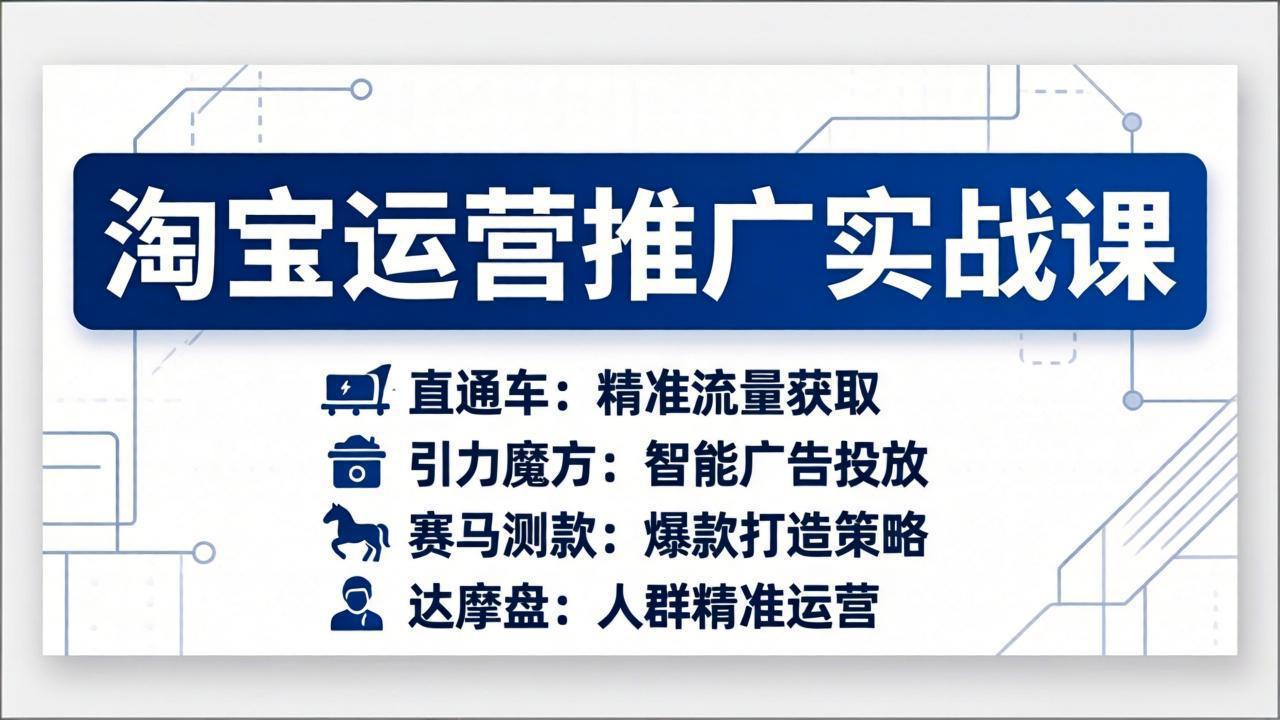淘宝运营推广实战课，直通车+引力魔方+赛马测款+达摩盘人群推广等(更新26年3月-乐码云集