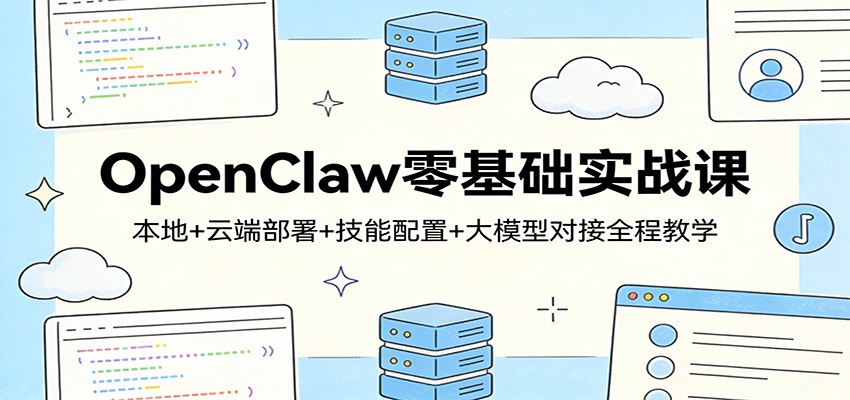 OpenClaw零基础实战课:本地+云端部署+技能配置+大模型对接全程教学-乐码云集