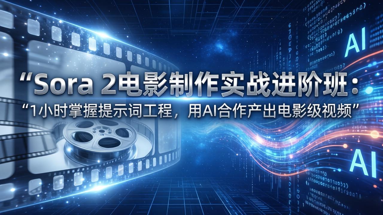 Sora 2电影制作实战进阶班：1小时掌握提示词工程，用AI合作产出电影级视频-乐码云集