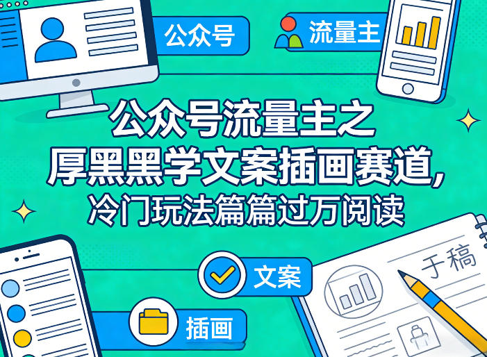 公众号流量主之厚黑学文案插画赛道，冷门玩法篇篇过万阅读-乐码云集
