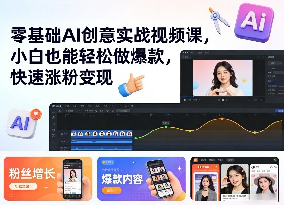 零基础AI创意实战视频课，小白也能轻松做爆款，快速涨粉变现-乐码云集