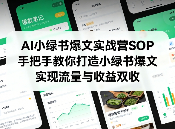 AI小绿书爆文实战营SOP，手把手教你打造小绿书爆文，实现流量与收益双收-乐码云集