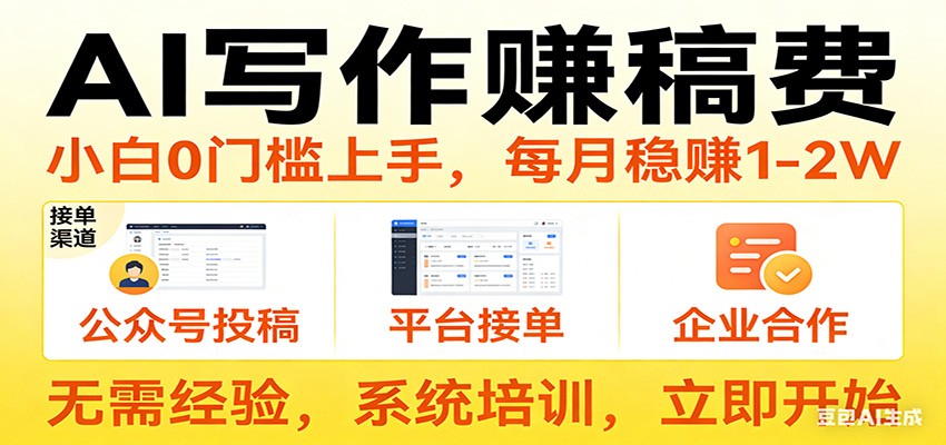 用AI写作赚稿费，提供接单渠道，每月稳赚1-2W，小白0门槛上手！-乐码云集