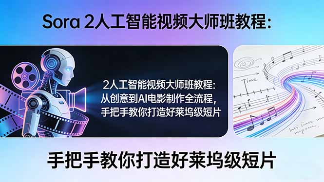 Sora 2人工智能视频大师班教程：从创意到AI电影制作全流程，手把手教你打造好莱坞级短片-乐码云集