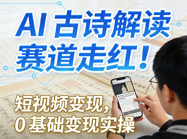 AI古诗解读赛道走红！短视频变现，0基础变现实操-乐码云集