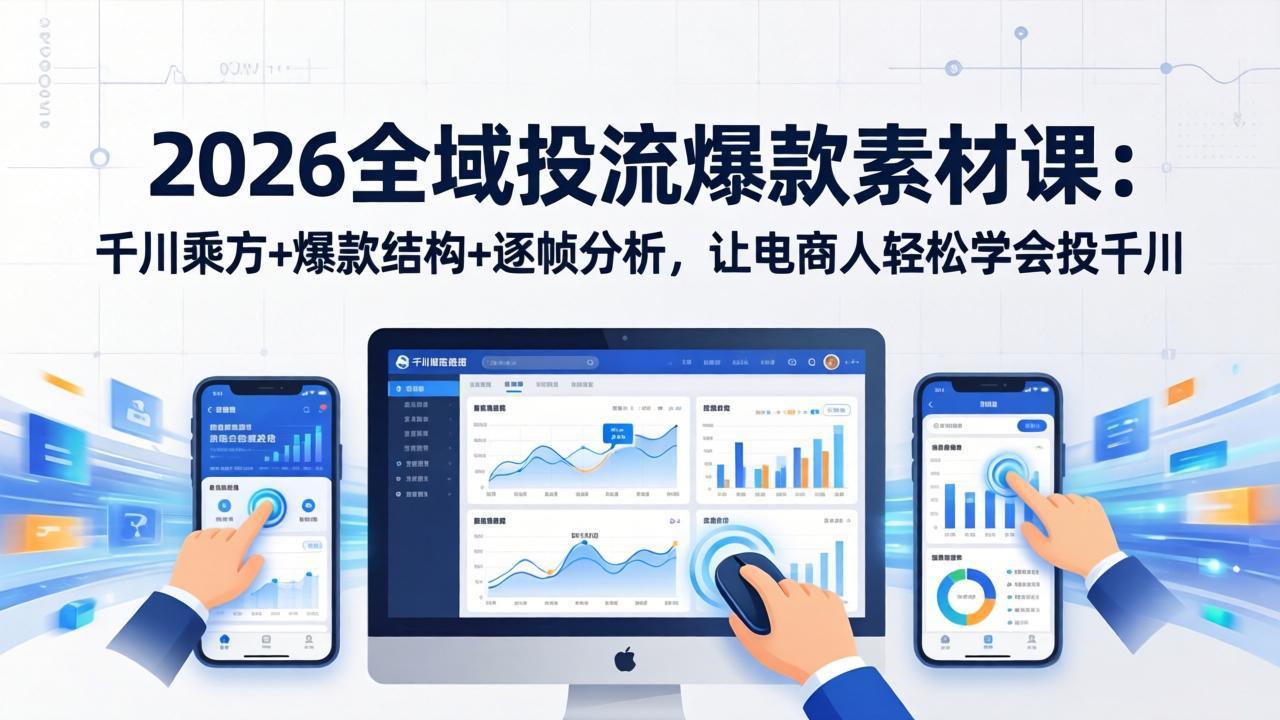 2026全域投流爆款素材课：千川乘方+爆款结构+逐帧分析，让电商人轻松学会投千川-乐码云集