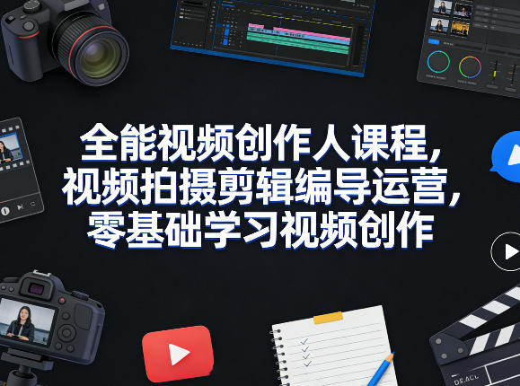 全能视频创作人课程，视频拍摄剪辑编导运营，零基础学习视频创作(更新2026年3月)-乐码云集