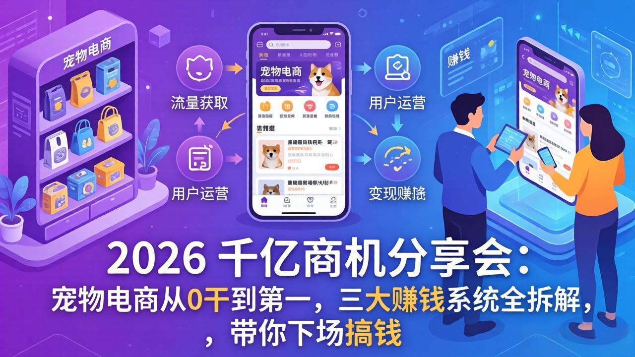 2026 千亿商机分享会：宠物电商从0干到第一，三大赚钱系统全拆解，带你下场搞钱-乐码云集