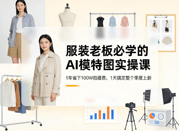 服装老板必学的AI模特图实操课，1年省下100W拍摄费，1天搞定整个季度上新-乐码云集