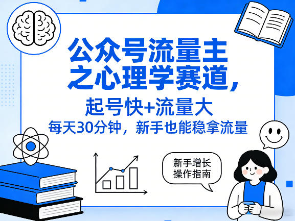 公众号流量主之心理学赛道，起号快+流量大，每天30分钟，新手也能稳拿流量！-乐码云集