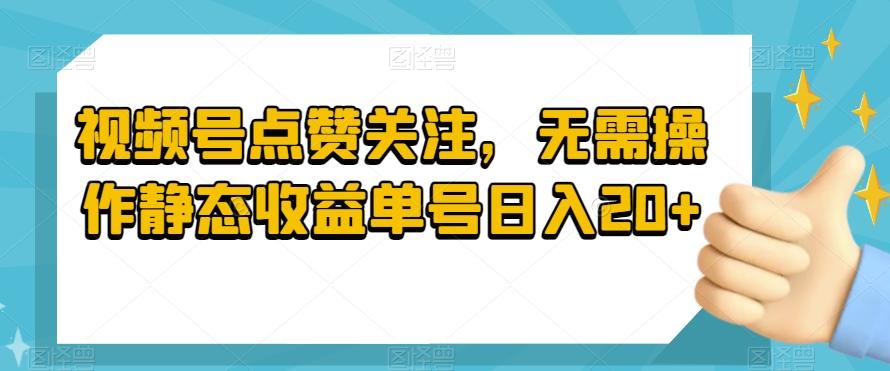视频号点赞关注，无需操作静态收益单号日入20+-乐码云集