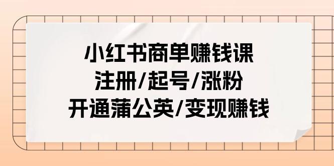 小红书商单赚钱课：注册/起号/涨粉/开通蒲公英/变现赚钱(25节课)-乐码云集
