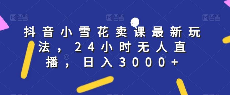 抖音小雪花卖课最新玩法，24小时无人直播，日入3000+【揭秘】-乐码云集