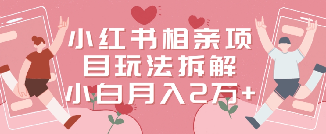 小红书相亲项目玩法拆解，有人通过这个副业项目做到了月收入2万多【揭秘】-乐码云集